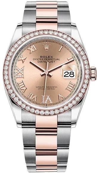 Datejust 36 mm, Oystersteel, Everose gold and diamonds-Rolex
