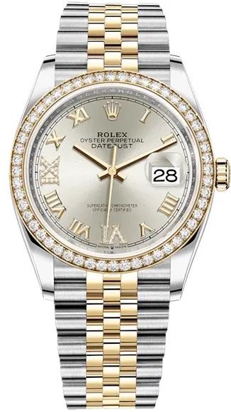 Datejust 36 mm, Oystersteel, yellow gold and diamonds-Rolex
