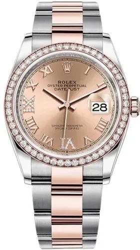Rolex Datejust 36 mm, Oystersteel, Everose gold and diamonds