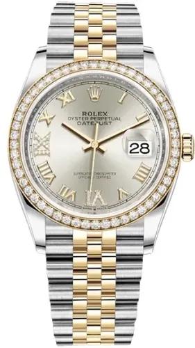 Rolex Datejust 36 mm, Oystersteel, yellow gold and diamonds